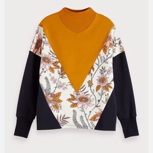 Womens Scotch and Soda  Chevron Pullover Sweatshirt -Mustard, Black & Cream